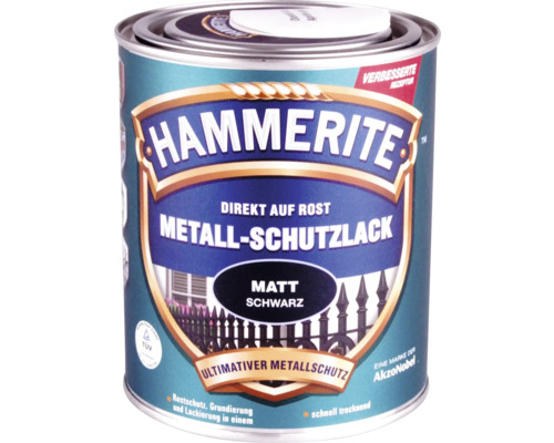 Peinture antirouille & peinture métal HAMMERITE mate noir 750 ml Peinture de protection des métaux Hammerite, directement sur la rouille, noir mat