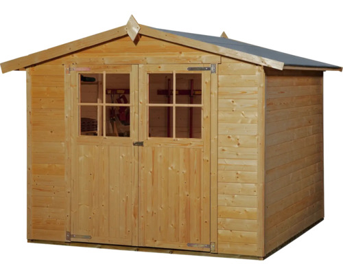 Abri de jardin en bois avec double porte et fenêtres