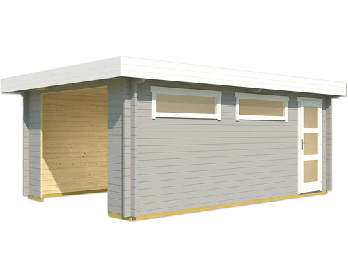 Abri de jardin moderne avec auvent, fenêtres et porte