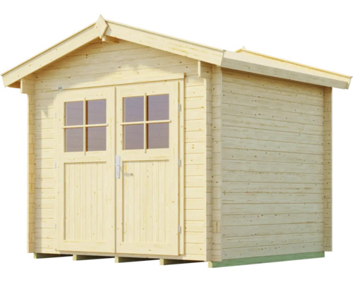Abri de jardin en bois avec double porte et fenêtres