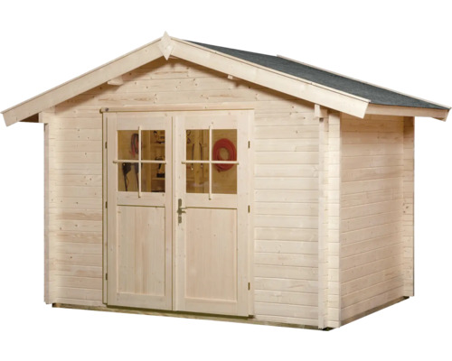 Abri de jardin en bois avec double porte et fenêtres