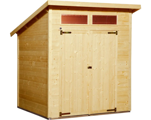 Abri de jardin en bois avec toit monopente et double porte