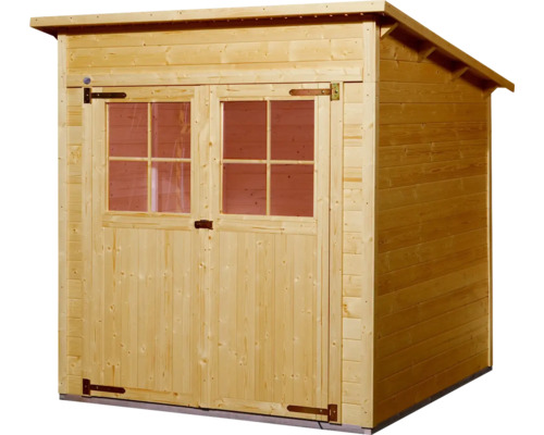 Abri de jardin en bois avec porte double et fenêtres