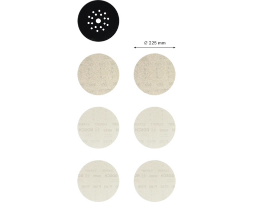 Jeu de disques abrasifs Bosch Expert, diamètre 225 mm