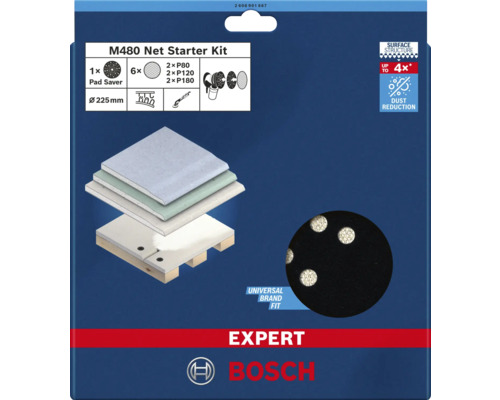 Bosch Expert Feuille abrasive pour ponceuse excentrique ponceuse girafe M480 Ø225 mm (granulométrie 80/120/180) 7 pièces Bosch Expert Feuille abrasive pour ponceuse excentrique ponceuse girafe M480 Ø225 mm (granulométrie 80/120/180) 7 pièces