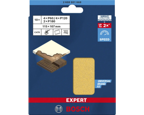 Bosch Expert Schleifblatt für Schwingschleifer C470 115x107 mm (Körnung 60-180) 10 Stück Bosch Expert Schleifblatt für Schwingschleifer C470 115x107 mm (Körnung 60-180) 10 Stück