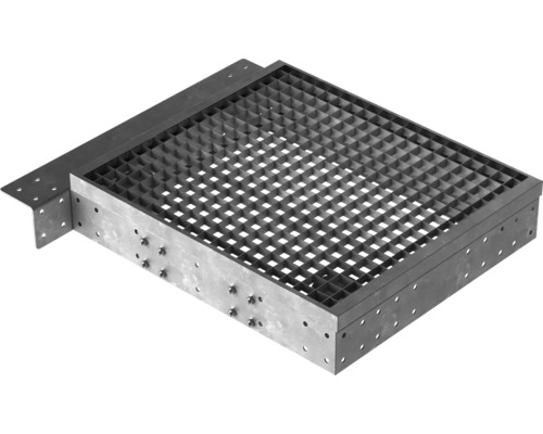 Palier intermédiaire Pertura Tallis 80x88 cm acier Avaloir de sol métallique avec grille