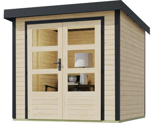 Abri de jardin en bois avec double porte et fenêtres