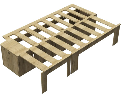 Cadre de lit en bois avec sommier à lattes et tiroir