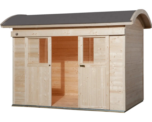 Gartenhaus aus Holz mit Schiebetür und Dach