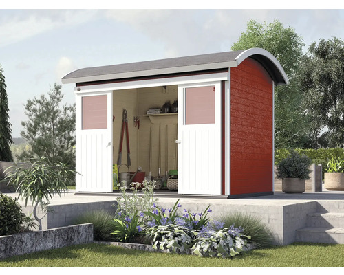 Abri de jardin weka abri à porte coulissante 228 avec plancher 295 x 215 cm rouge de Falun