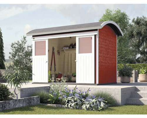 Abri de jardin weka abri à porte coulissante 228 avec plancher 344 x 241 cm rouge de Falun