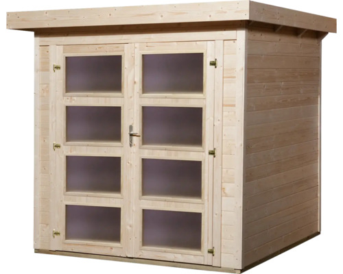 Abri de jardin en bois avec double porte et fenêtres