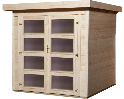 Abri de jardin en bois avec double porte et fenêtres