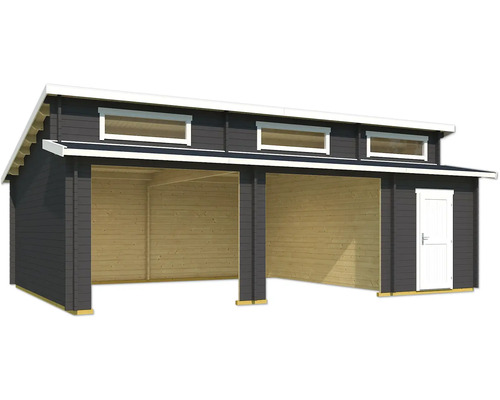 Doppelcarport mit Geräteraum und Fenstern