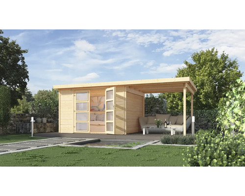 Abri de jardin weka 321 B T. 5 avec plancher, structure de toit 553 x 293 cm nature