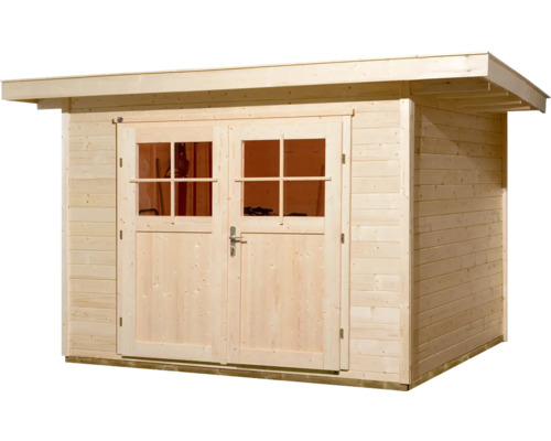 Holzgartenhaus mit Doppeltür und Fenstern