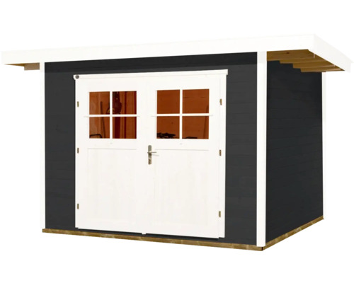 Abri de jardin en bois avec double porte et toit plat