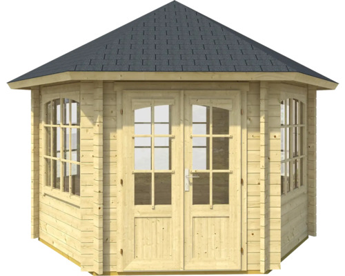 Abri de jardin en bois avec fenêtres et double porte