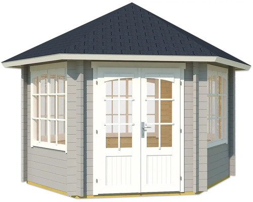 Abri de jardin en bois avec fenêtres et double porte