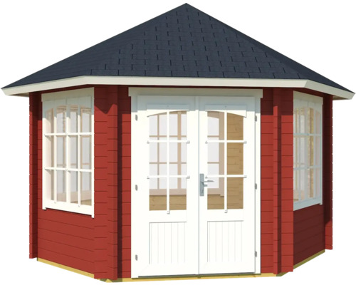 Pavillon de jardin hexagonal avec fenêtres et double porte