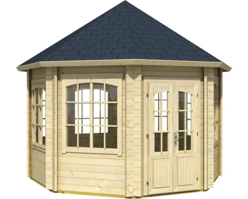 Abri de jardin en bois avec fenêtres et double porte