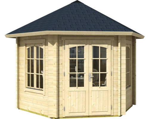 Abri de jardin en bois avec double porte et fenêtres