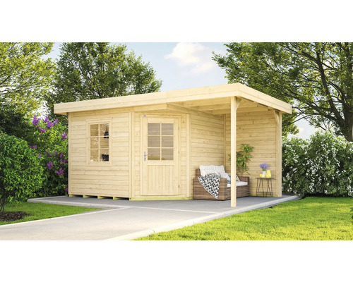 Gartenhaus weka Designhaus 213 A Gr. 2 inkl. Fussboden, Dachanbau mit Rückwand 496 x 339 cm natur