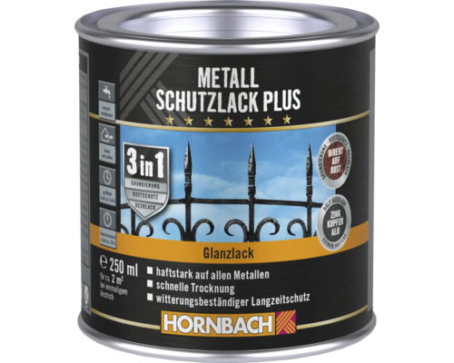 Peinture anti-rouille Plus HORNBACH brillant noir 250 ml