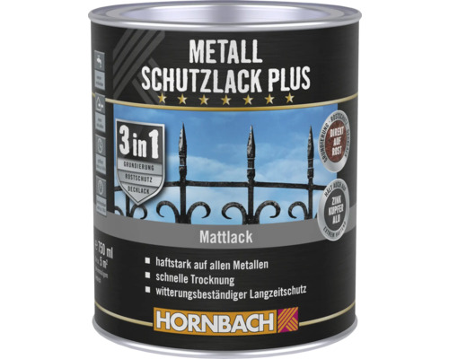 HORNBACH Metallschutzlack Plus matt schwarz 750 ml Metall Schutzlack Plus Dose für Grundierung, Rostschutz und Decklack