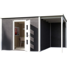 Abri de jardin weka abri design 413 A T. 2 avec film de toit autocollant, plancher, extension de toit avec paroi arrière 460 x 310 cm anthracite