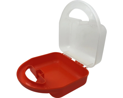 Geöffnete Werkzeugkiste aus Kunststoff mit Tragegriff