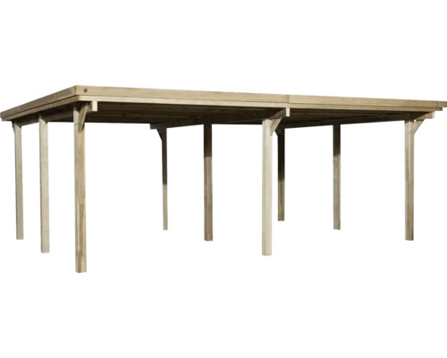 Doppelcarport aus Holz mit flachem Dach