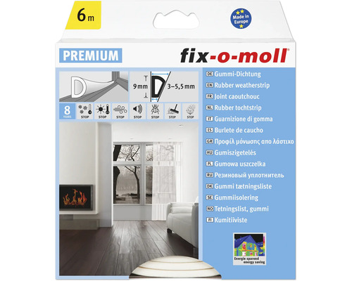 fix-o-moll D-Profildichtung selbstklebend weiss 6 m 6 x 9 mm - HORNBACH