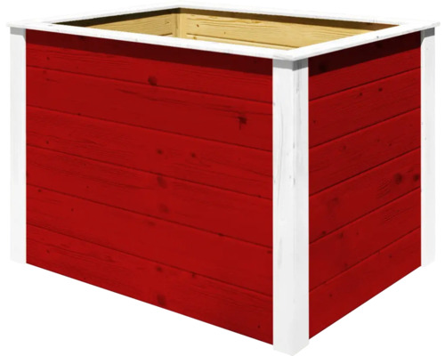 Jardinière en bois rouge avec cadre blanc