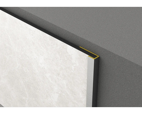 Profilé d'extrémité ROCKO TILES 2800 mm argent Profilé de carreaux pour montage mural