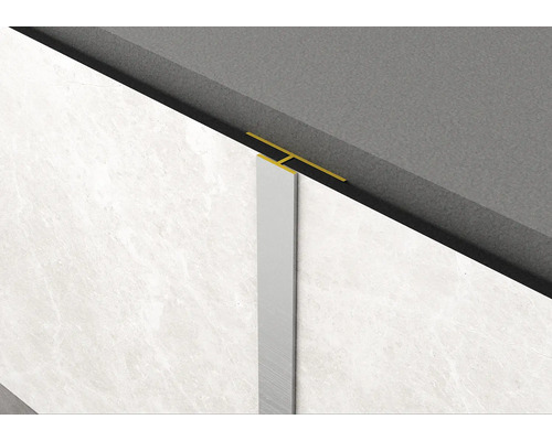 Flächenverbinder T-Profil ROCKO TILES 2800 mm silber Fliesenprofil aus Aluminium zur Verbindung von Wand und Boden