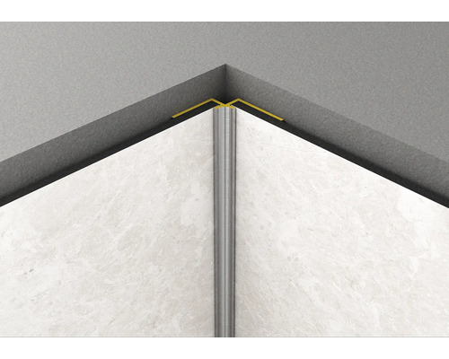 Eckverbinder für Innenecke ROCKO TILES 2800 mm silber Innenraumecke mit Fliesenschiene