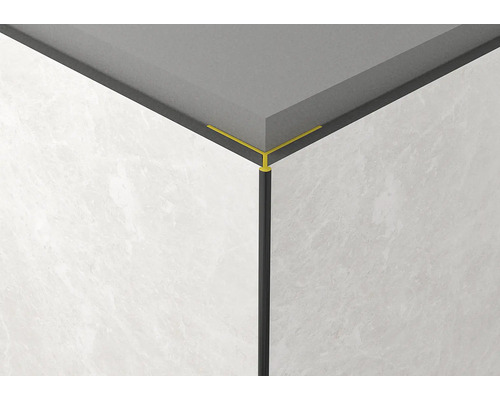 Profilé extérieur ROCKO TILES 45° 2800 mm argent Angle avec carrelage, rail de carrelage et plinthe