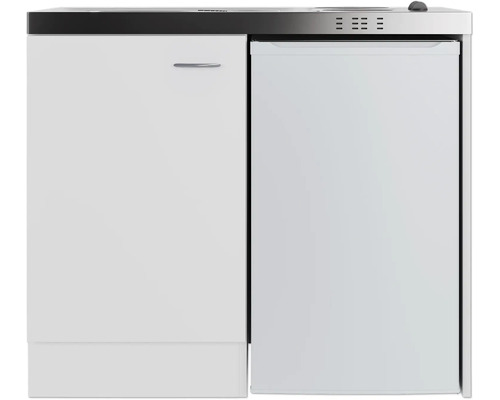 Kompakte Miniküche mit Spüle, Unterschrank und Kühlschrank