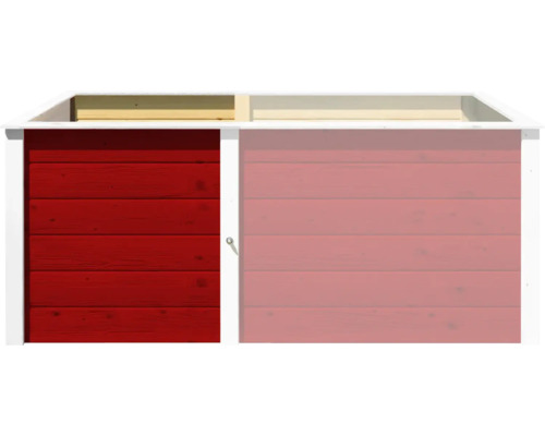 Vue détaillée d''un abri de jardin en bois avec porte coulissante