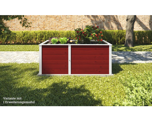 Jardinière surélevée avec module d''extension dans le jardin.