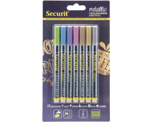 Stylos craie à bout rond 1-2 mm métallisé 7 couleurs