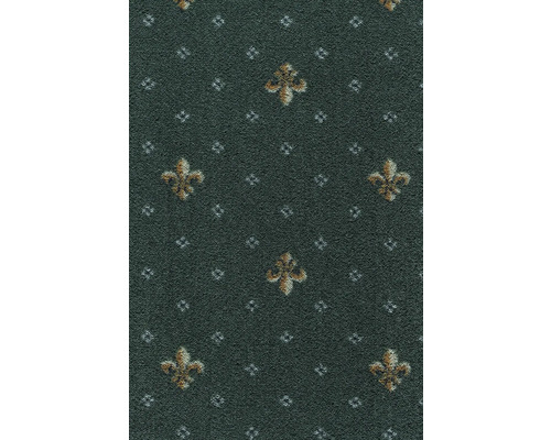 Moquette velours Locanda vert largeur 400 cm (au mètre) Tapis avec motif de lys et de losanges