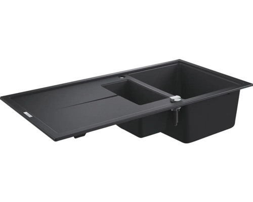 Évier composite avec égouttoir GROHE K400 1000x500 mm noir-granite 31642AP0 Évier de cuisine noir en granit avec égouttoir et deux cuves