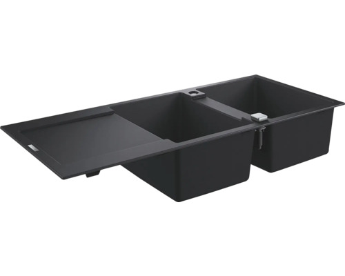 Kompositdoppelspüle mit Abtropffläche GROHE K500 1160x500 mm granit-schwarz 31647AP0