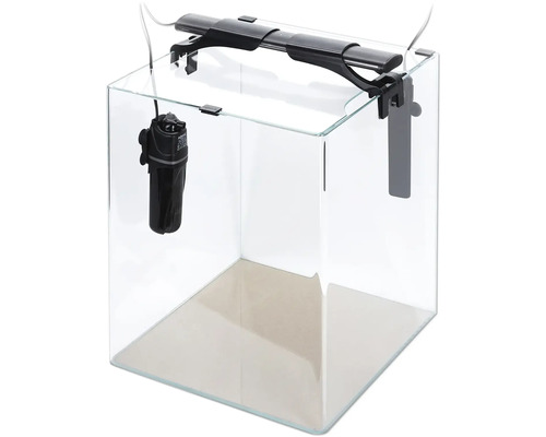 Glasaquarium mit Filter und Beleuchtung