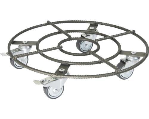 Chariot de plante Wagner Ø 38 cm capacité de charge max. 200 kg acier 38 cm gris Support à plantes en acier avec quatre roulettes