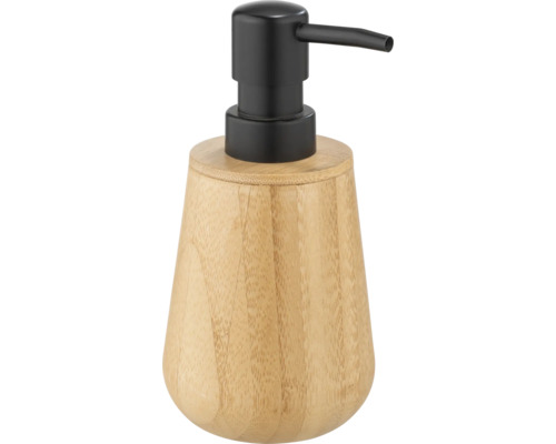 Distributeur de savon Wenko Maru bambou/noir mat 25646100 Distributeur de savon en bambou avec pompe noire