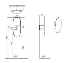 Dessin technique d''un miroir avec des dimensions